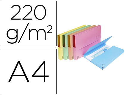 CHEMISE EXACOMPTA SUPER PASTEL POCHETTE CARTE NEUVE RABAT 210G COLORIS ASSORTIS LOT 50 UNITÉS