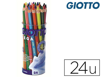 CRAYON COULEUR GIOTTO MEGA FORME HEXAGONALE MINE LARGE 5.5MM COLORIS ASSORTIS POT 24 UNITÉS