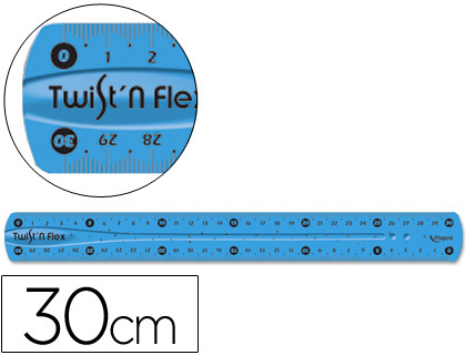 RÈGLE PLATE MAPED TWIST'N'FLEX 30CM SOUPLE INCASSABLE LUDIQUE 3 COLORIS ASSORTIS BLEU VERT ROSE