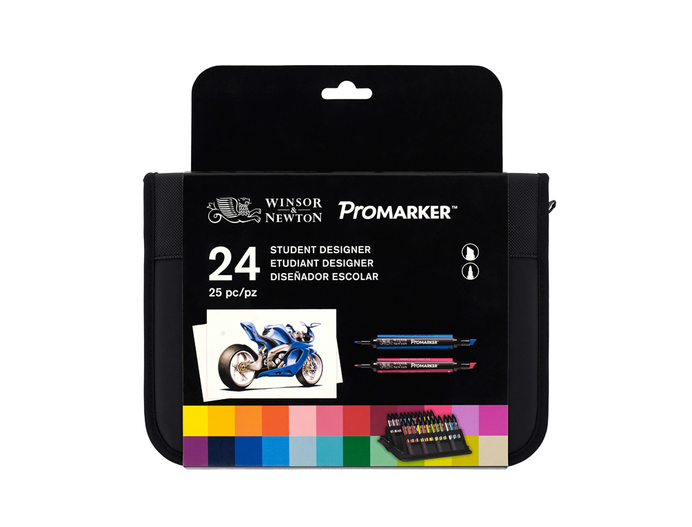 MARQUEUR PROFESSIONNEL W&N PROMARKER DOUBLE POINTE COULEURS ASSORTIES TROUSSE ÉTUDIANT 24 UNITÉS