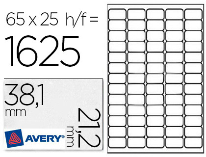 ÉTIQUETTE ADHÉSIVE AVERY EXPÉDITEUR LASER  38.1X2           1.2MM TRANSPARENTE ENLEVABLE SANS TRACE 1625 UNITÉS