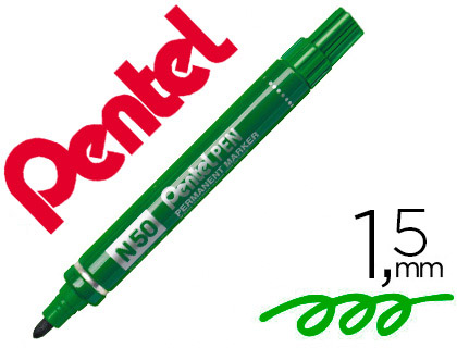 MARQUEUR PENTEL N50 PERMANENT POINTE OGIVE 4.3MM ENCRE À SOLVANT INDÉLÉBILE TOUS SUPPORTS CORPS MÉTAL VERT