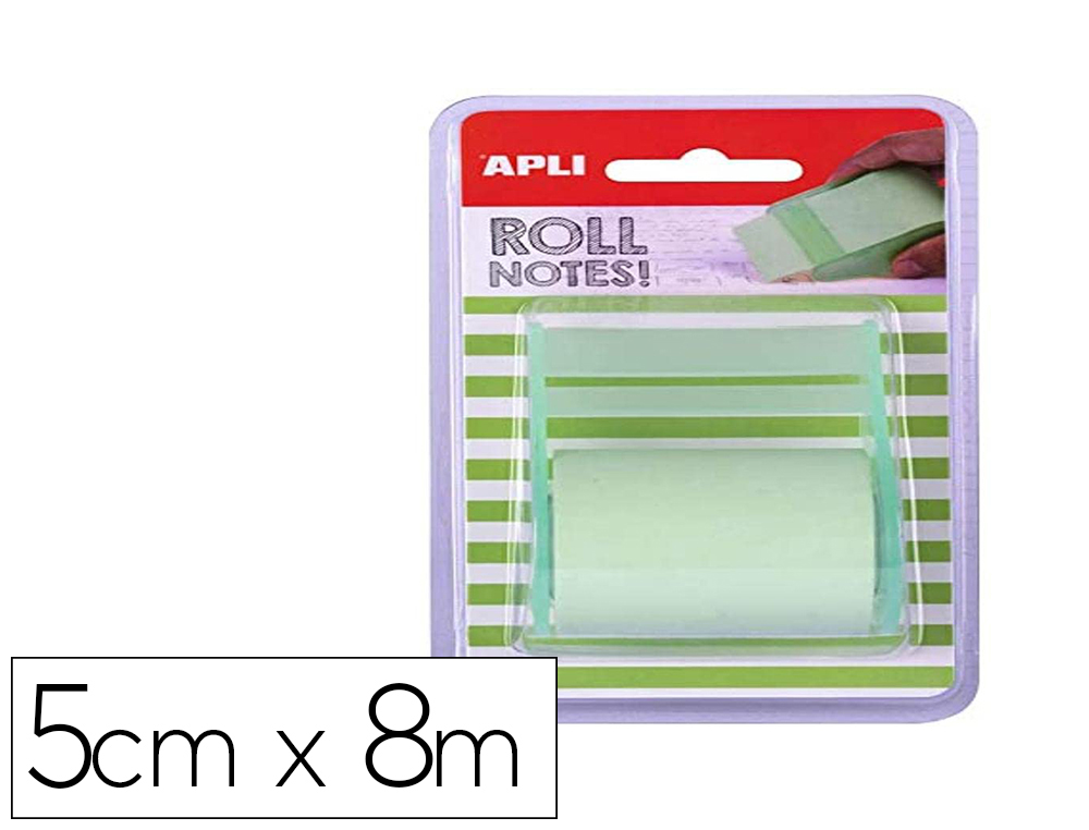 NOTES REPOSITIONNABLES APLI ROULEAU DISTRIBUTEUR 5CMX8M   COLORIS VERT
