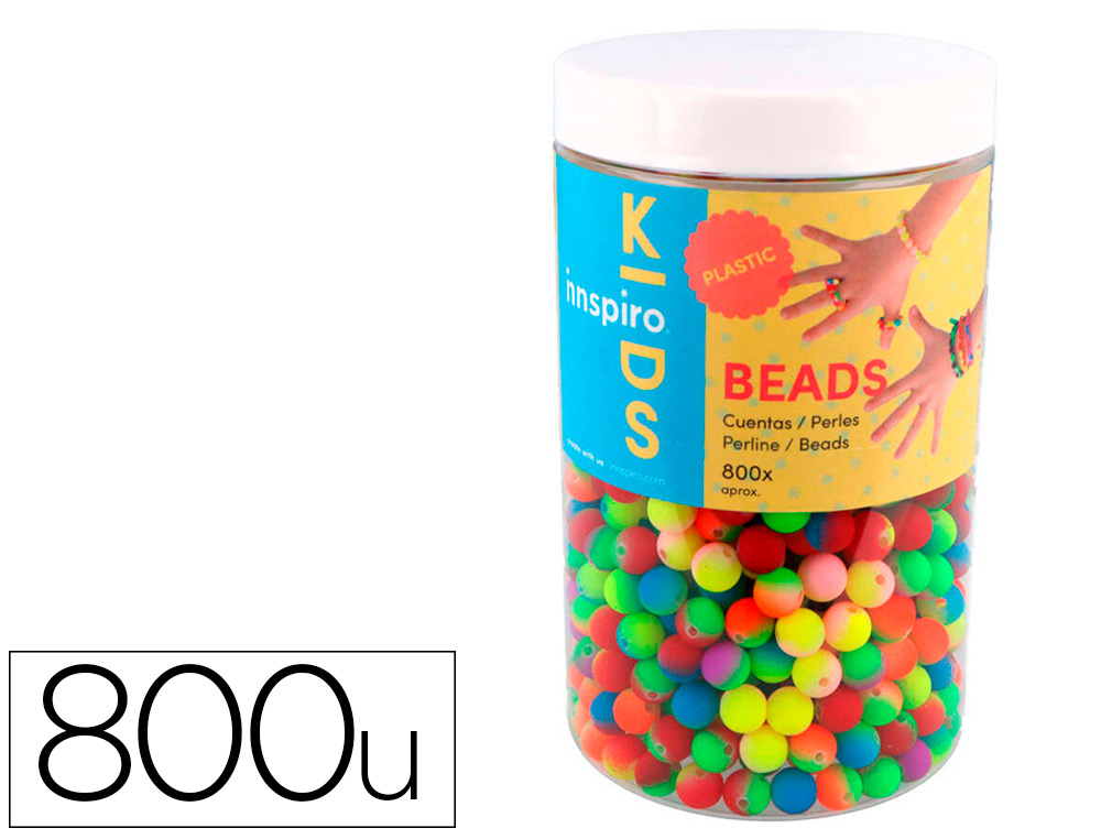 PERLE EN PLASTIQUE RONDES MULTICOLORE FLUOR             DIAMETRE 8MM BOCAL DE 800 UN