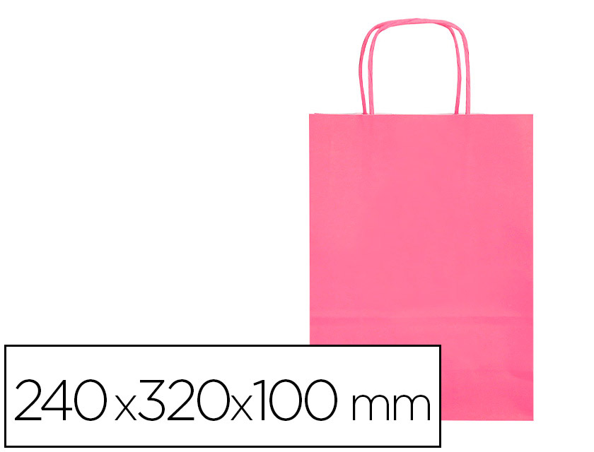 SAC PAPIER Q-CONNECT CELLULOSE S ANSE TORSADEE     240X320X10MM COLORIS ROSE