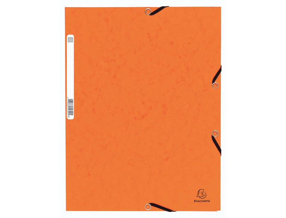 CHEMISE EXACOMPTA 3 RABATS CARTE LUSTREE 355GR A4        FERMETURE ELASTIQUE ETIQUETTE COLORIS ORANGE LOT 10 UNITES