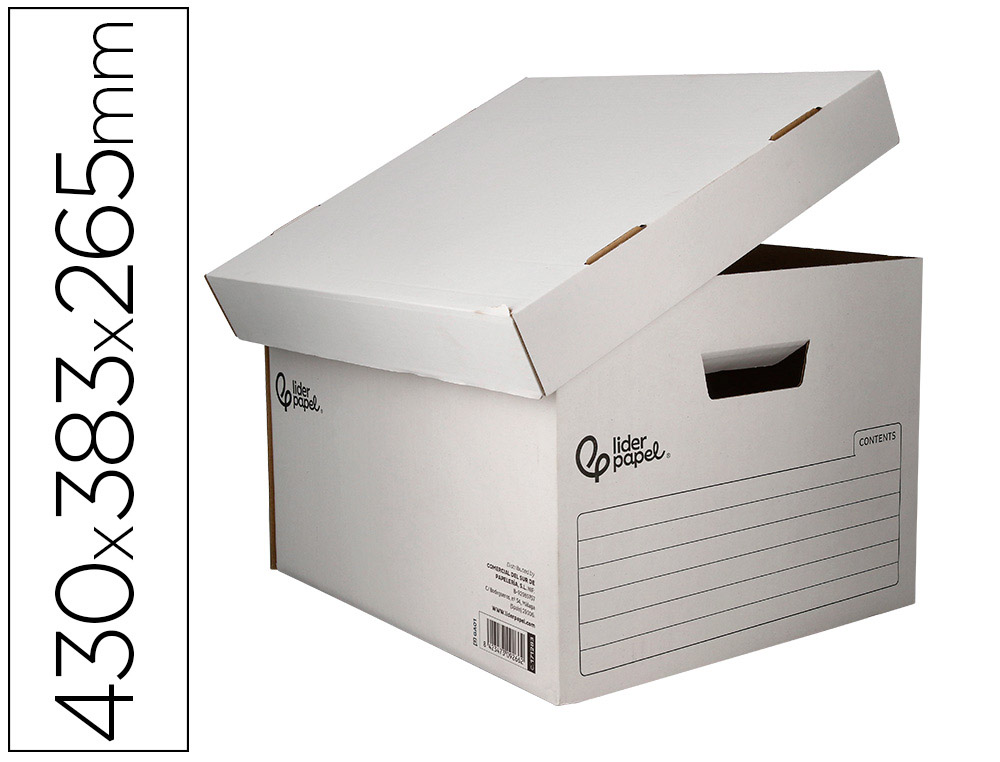 CONTAINER A ARCHIVES LIDERPAPEL CARTON MONTAGE AUTOMATIQUE POUR 4 BOITES FORMAT A4+ / 5 CLASSEURS A-Z 430X383X265MM