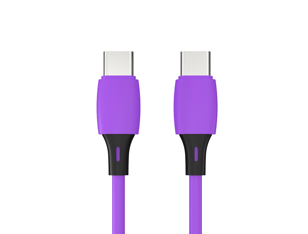 CABLE Q-CONNECT USB-C VERS USB-C PVC LONGUEUR 2M COLORIS VIOLET