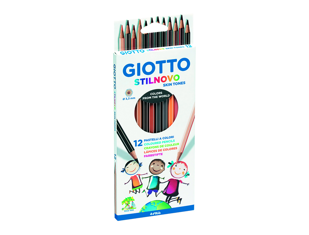 ETUI CRAYONS DE COULEUR STILNOVO GIOTTO FORME         HEXAGONALE BOIS DE CEDRE 18CM MINE 3MM 12 UNITES COLORIS