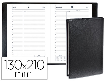 AGENDA QUO VADIS CHANTIER ABP113 MOIS JANVIER/JANVIER 130X210MM 1 JOUR 1 PAGE COLORIS NOIR