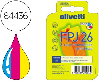 CARTOUCHE OLIVETTI JET D'ENCRE 84436 3 COULEURS CYAN MAGENTA JAUNE 150P