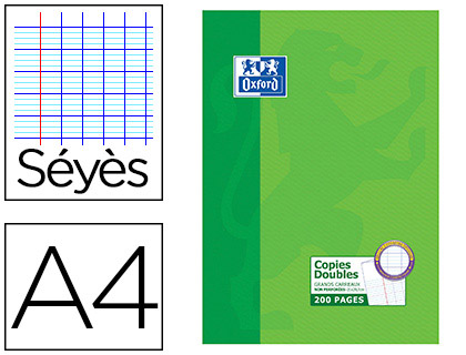 COPIE DOUBLE OXFORD A4 210X297MM 200P SÉYÈS NON PERFORÉES