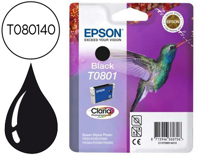 CARTOUCHE EPSON T0801 JET D'ENCRE C13T08014011 COULEUR NOIR 340P