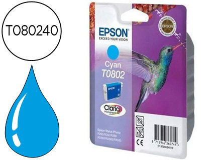 CARTOUCHE EPSON T0802 JET D'ENCRE C13T08024011 COULEUR CYAN 925P
