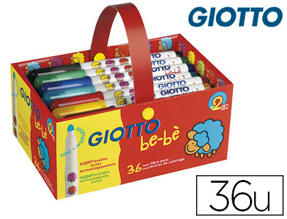 FEUTRE COLORIAGE GIOTTO BE-BÈ LAVABLE TESTÉ DERMATOLOGIQUEMENT POINTE BLOQUÉE ULTRA RÉSISTANTE SCHOOLPACK 36 UNITÉS