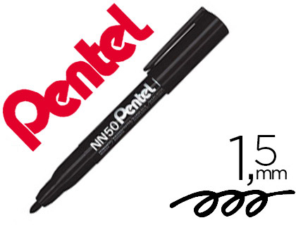 MARQUEUR PENTEL NN50 PERMANENTPOINTE CONIQUE TRACÉ 1.1MM ENCRE INDÉLÉBILE CORPS PLASTIQUE RECYCLÉ TOUT SUPPORT NOIR NN 5