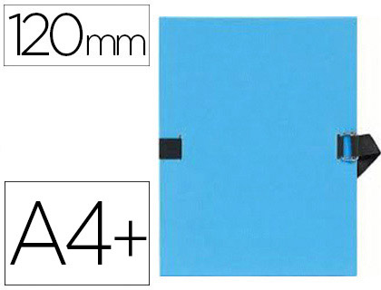 CHEMISE EXACOMPTA CARTON PAPIER TOILÉ 240X320MM DOS EXTENSIBLE 120MM SANGLE COTON BOUCLE CRANTÉE COLORIS BLEU