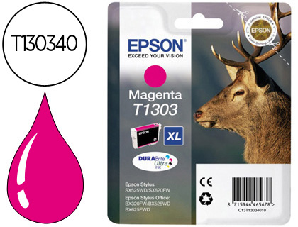 CARTOUCHE EPSON T1303 JET D'ENCRE C13T13034010 COULEUR MAGENTA 800P