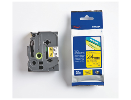 RUBAN LAMINÉ TZE POUR TITREUSE BROTHER P-TOUCH TZE651 24MM COLORIS IMPRESSION NOIR/JAUNE