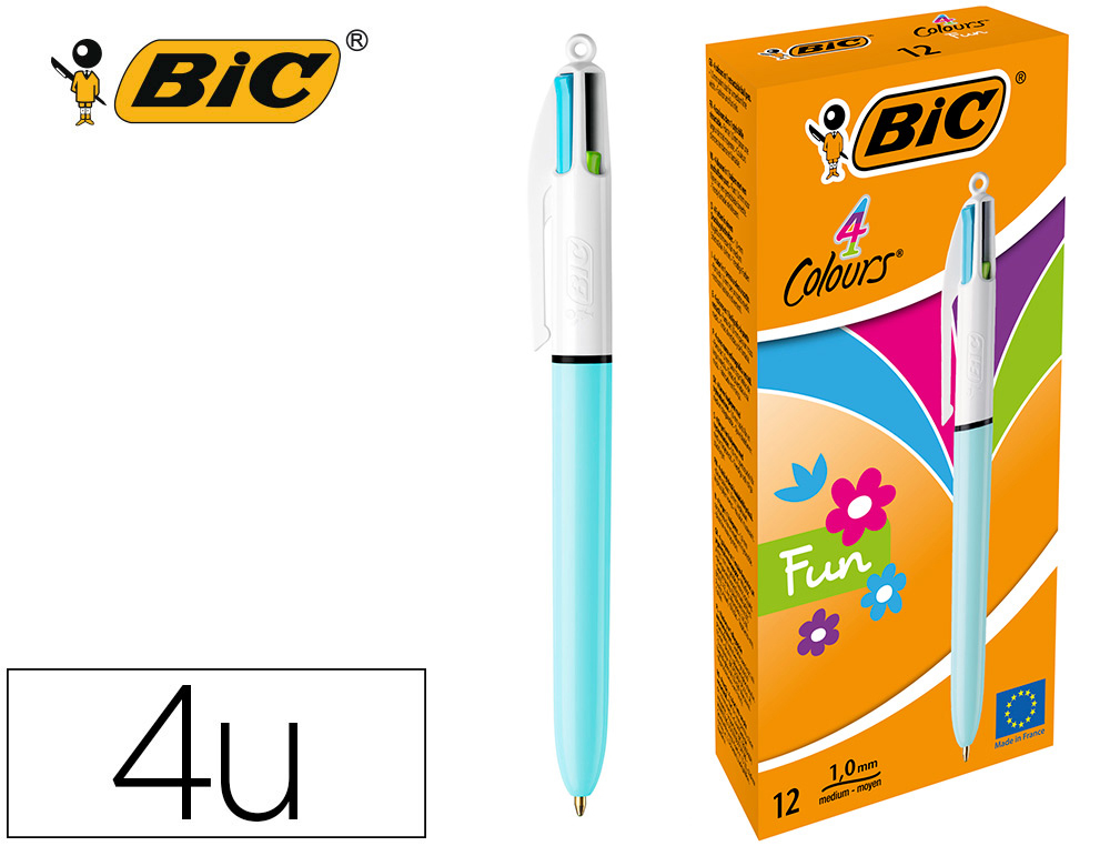 STYLO-BILLE BIC 4 COULEURS GRIP PRO POINTE MOYENNE ENCRE CLASSIQUE RTRACTABLE RECHARGEABLE 4 COULEURS FASHION