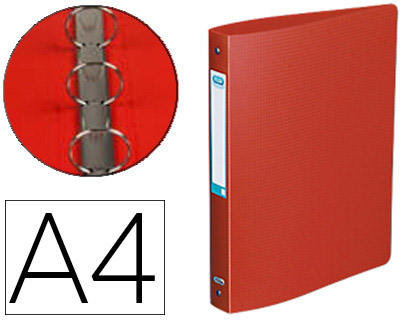 CLASSEUR OXFORD MEMPHIS 4 ANNEAUX RONDS 30MM POLYPROPYLÈNE 10/10E DOS 40MM ÉTIQUETTE DOS COLORIS ROUGE