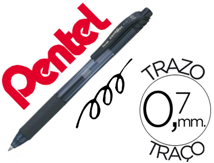 ROLLER PENTEL ENERGEL RÉTRACTABLE RECHARGEABLE POINTE MÉTAL 0.7MM NOIR