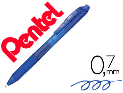 ROLLER PENTEL ENERGEL RÉTRACTABLE RECHARGEABLE POINTE MÉTAL 0.7MM BLEU