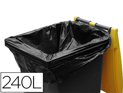 SAC POUBELLE CONTAINER POLYÉTHYLÈNE BASSE DENSITÉ 240L 35 MICRONS COLORIS NOIR ROULEAU 25 UNITES