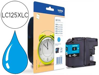 CARTOUCHE BROTHER JET D'ENCRE LC125XLC COULEUR CYAN HAUTE CAPACITÉ 1200P
