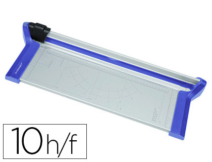 ROGNEUSE Q-CONNECT MÉTAL PRESSION AUTOMATIQUE DIN A3 CAPACITÉ 10F GRADUATION 5MM COUPE PAPIER TRANSPARENT 565X78MM