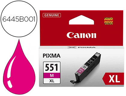 CARTOUCHE CANON JET D'ENCRE 6445 B001-CLI551MXL COULEUR MAGENTA HAUTE CAPACITÉ 645P