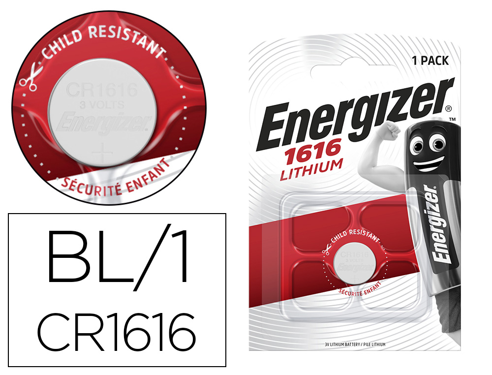 PILE ENERGIZER MINIATURE APPAREILS ÉLECTRONIQUES I.C.E. CR1616 3V BLISTER 1 UNITÉ