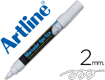 MARQUEUR ARTLINE FENÊTRES POINTE FIBRE ACRYLIQUE CONIQUE 4MM ENCRE LIQUIDE CRAIE PIGMENTÉE BASE EAU INODORE BLANC