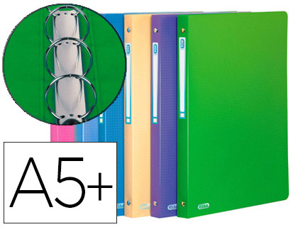 CLASSEUR OXFORD MEMPHIS 4 ANNEAUX RONDS 15MM POLYPROPYLÈNE 5/10E TOUCHER SATINÉ DOS 20MM ÉTIQUETTE DOS ASSORTIS STYLE