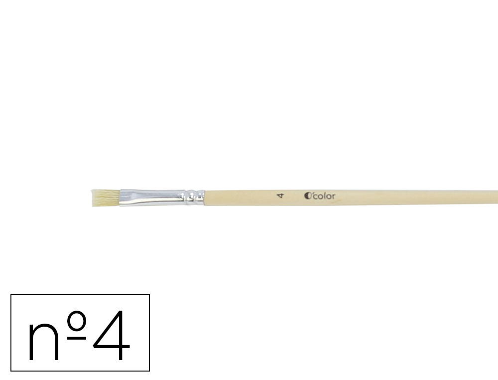 BROSSE PLATE O'COLOR POILS SOIE PORC Nº4 VIROLE          ALUMINIUM MANCHE BOIS NATUREL LOT 10 UNITES