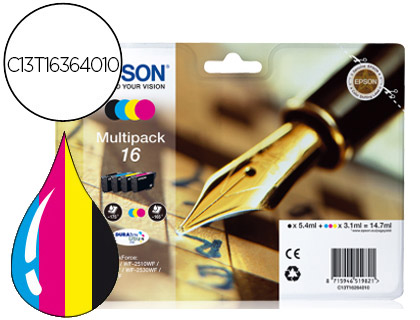 CARTOUCHE EPSON DURABRITE 16XL JET D'ENCRE 450P POUR WF-2010W WF-2510WF WF-2520NF WF-2530WF WF-2540 MULTIPACK 4 COULEURS