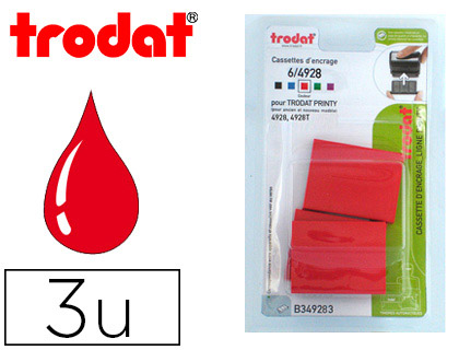 RECHARGE TAMPON TRODAT 4928/4958/4928T ROUGE BLISTER 3 UNITÉS