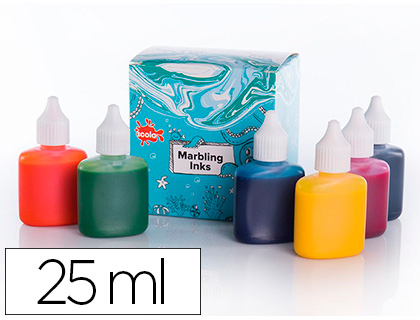PEINTURE MARBLING OZ INTERNATIONAL BASE D'HUILE ENCRE DISTILLÉE EAU MARBRURE RÉSISTANTE KIT 6 COULEURS CLASSIQUES 25ML