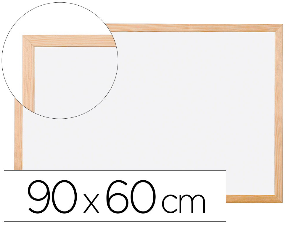 TABLEAU Q-CONNECT MÉLAMINÉ CADRE BOIS LISSE LAVABLE STABILITÉ MARQUEURS SPÉCIAUX ACCESSOIRES FIXATION MUR 90X60CM