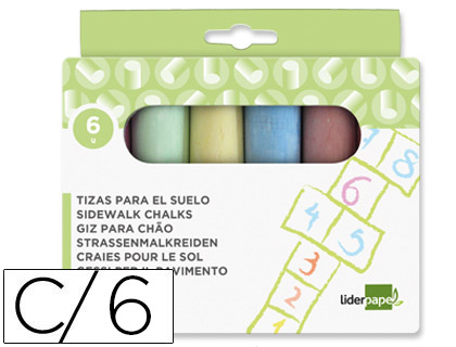 CRAIE TROTTOIR LIDERPAPEL ACTIVITÉS CRÉATIVES SCOLAIRES COLORIS ASSORTIS BOÎTE 6 UNITÉS