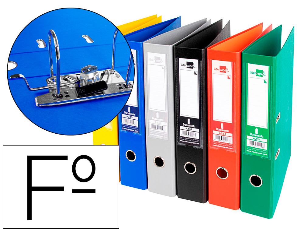 CLASSEUR LEVIER LIDERPAPEL DOCUMENTA A4+ CARTON REMBORDE DOS 75MM RADO METALLIQUE      COLORIS ASSORTIS CLASIC