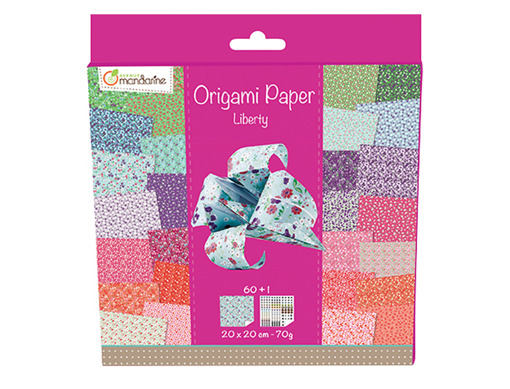 FEUILLE PAPIER ORIGAMI CLAIREFONTAINE LIBERTY 70G 200X200MM COLORIS ASSORTIS