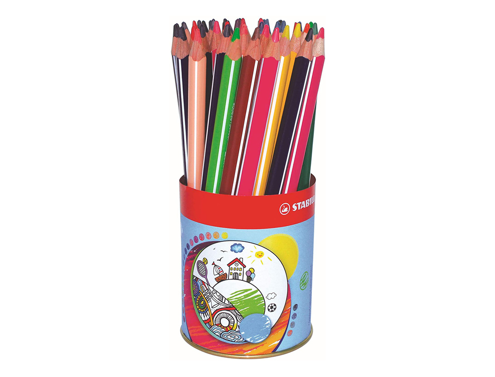 CRAYON COULEUR STABILO TRIO LONG BOIS TRIANGULAIRE 175MM MINE LARGE SOUPLE 4MM POT MTAL 38U