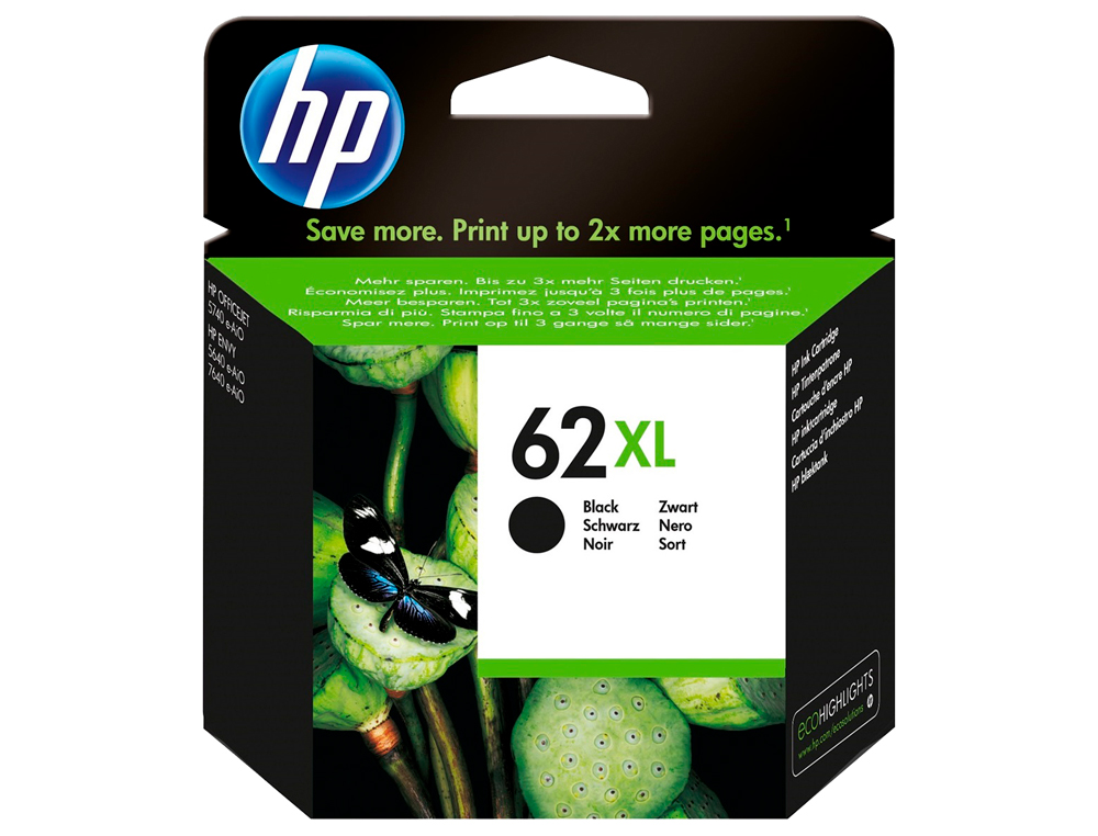 CARTOUCHE HP 62XL JET D'ENCRE NOIR HAUTE CAPACITÉ 600P