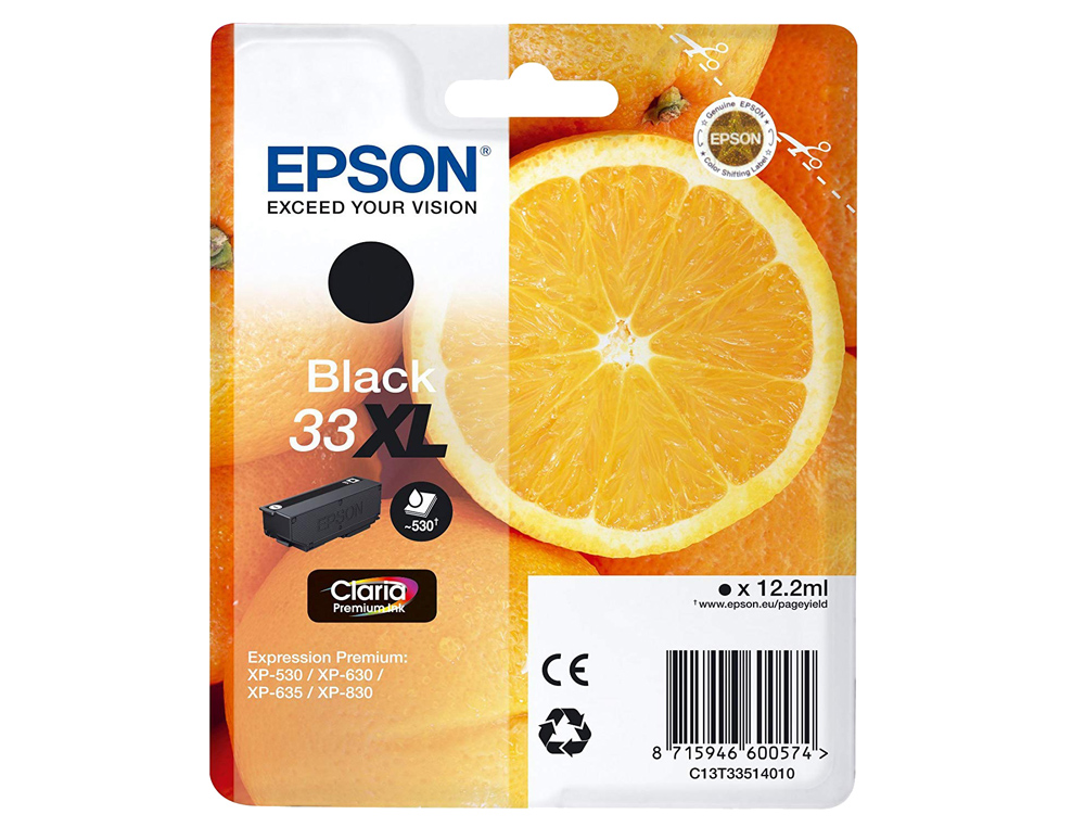 CARTOUCHE EPSON T3351 33XL JET D'ENCRE COULEUR NOIR