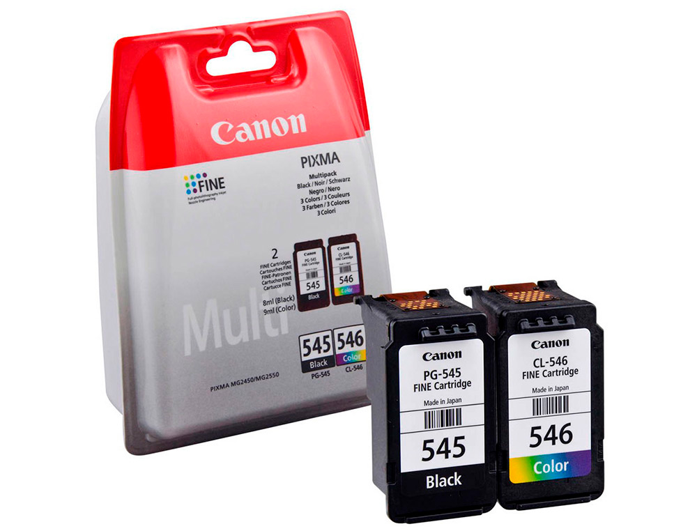 CARTOUCHE CANON JET D'ENCRE PACK PG-545 + CL-546 NOIR ET COULEURS 180P
