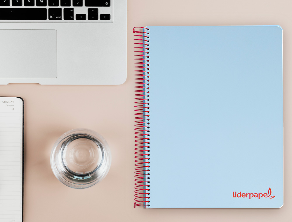 CAHIER SPIRALE LIDERPAPEL A4 MICRO WONDER 240 PAGES 90G    5X5MM 4 TROUS 5 BANDES        COULEURS BLEU CIEL