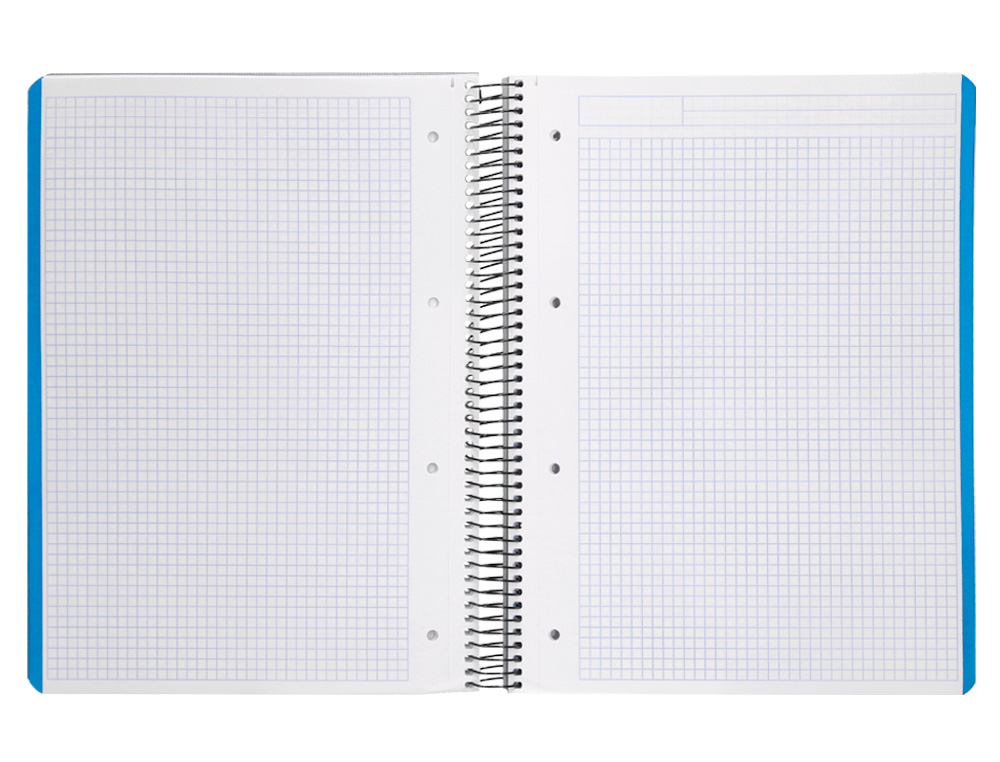 CAHIER SPIRALE LIDERPAPEL A4 MICRO WONDER 240 PAGES 90G 5X5MM 4 TROUS 5 BANDES COULEURS GRIS