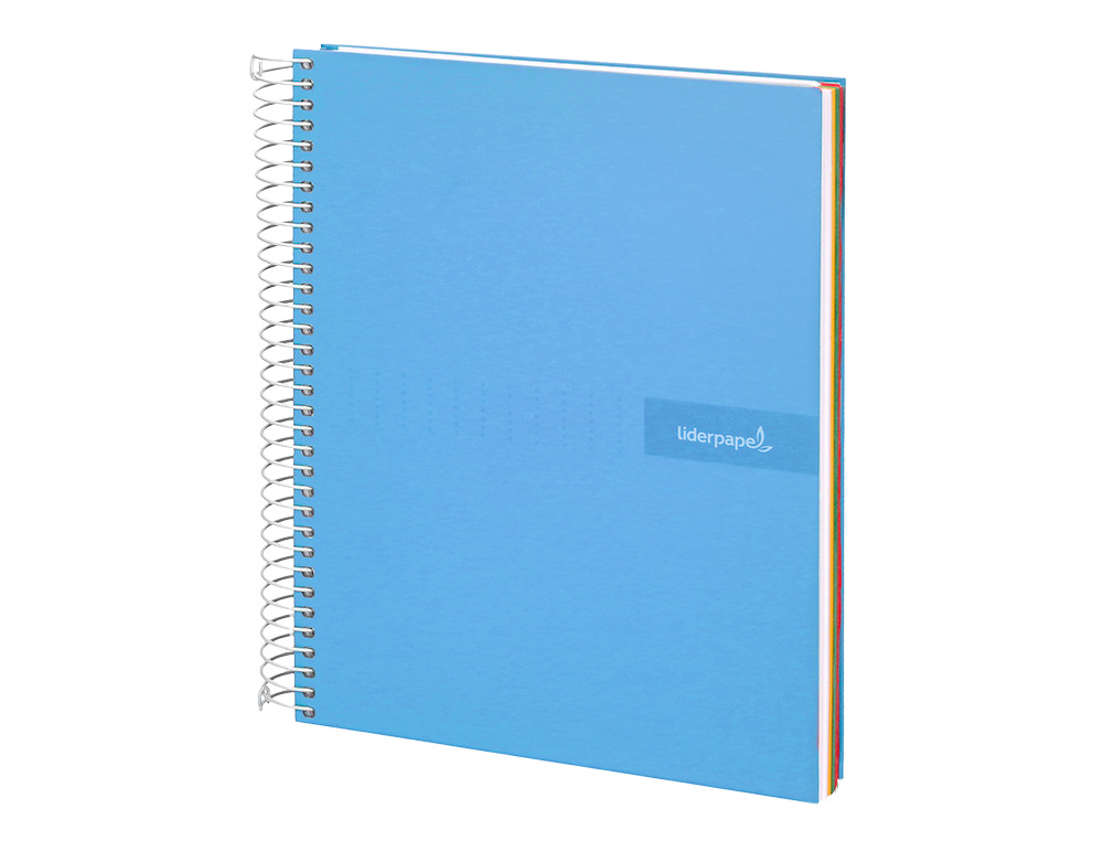 CAHIER SPIRALE LIDERPAPEL CRAFTY COUVERTURE CONTRECOLLÉE A5 240P 90G/M2 5X5MM MICROPERFORÉ 6 TROUS COLORIS BLEU CIEL