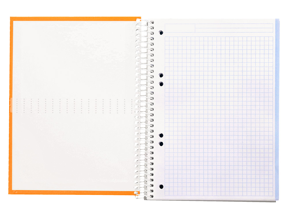 CAHIER SPIRALE LIDERPAPEL CRAFTY COUVERTURE CONTRECOLLE A5 240P 90G/M2 5X5MM MICROPERFOR6 TROUS COLORIS ORANGE